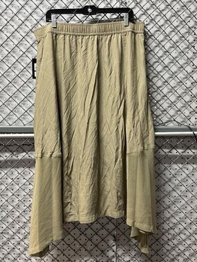 DKNY Olive Green High-Low Midi Skirt
